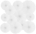 20 Pcs White Hanging Paper Fan, Hanging Honeycomb Round Paper Fans by Zankubom