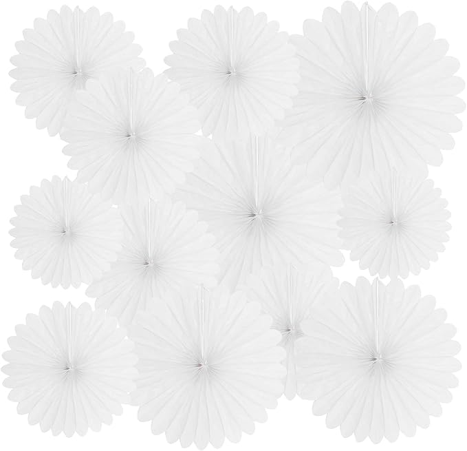 20 Pcs White Hanging Paper Fan, Hanging Honeycomb Round Paper Fans by Zankubom