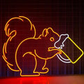 Squirrel Drinking Beer Neon Sign, 20inches Cocktail Squirrel Neon Led Light by BELISAMA