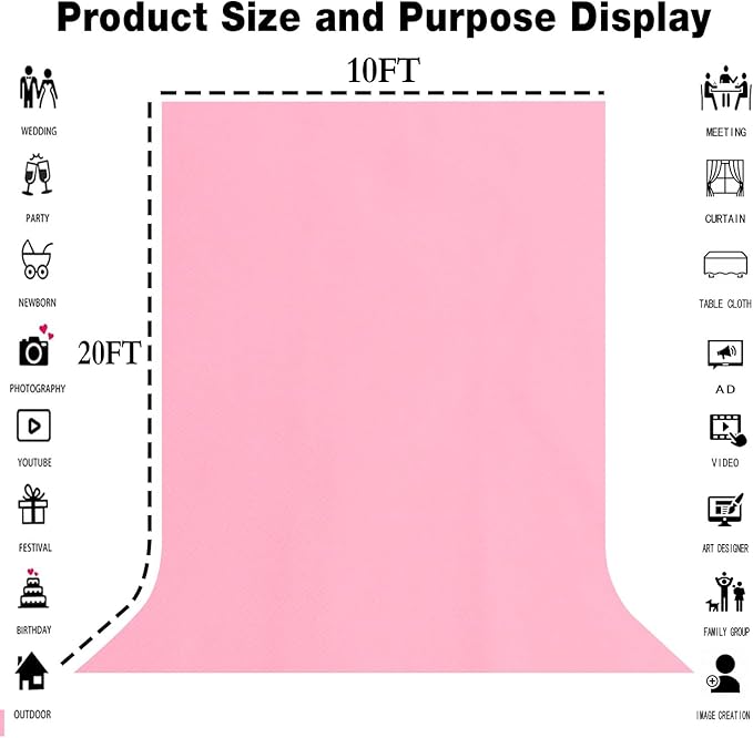 10x20FT Large Pink Backdrop Background - Image 3