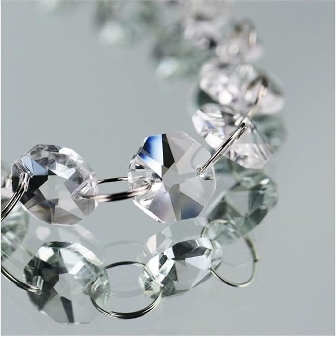 33FT Clear Crystal Glass Garland Strands, Hanging Chandelier Bead Chain - Image 4
