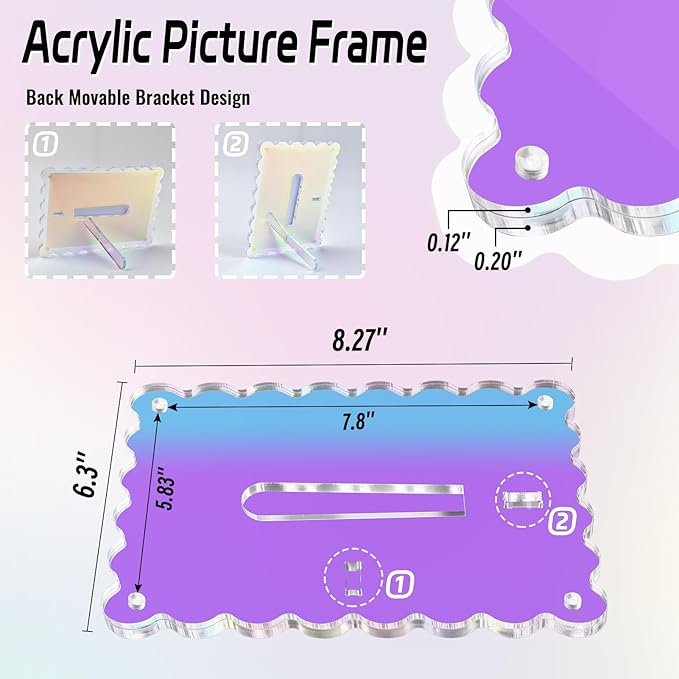 Acrylic Picture Frames 3 Pack 5x7 inch Scalloped Iridescent - Image 2