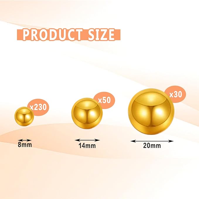 300Pcs Vase Filler BrightGold No Hole Faux Pearl Beads - Image 2