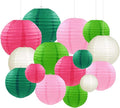 Pink Green Paper Lanterns Decorative 15pcs Party Hanging Decorations by Capesaro
