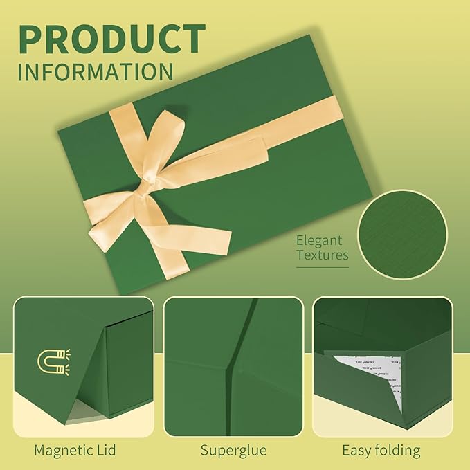 Rinrda Large Green Gift Box, 13.75"x9"x4.5", Gift Boxes - Image 3