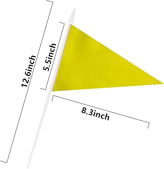 12 Pack Yellow Pennant Flags Small Mini Hand Held Solid Color Pennant On Sticks - Image 6