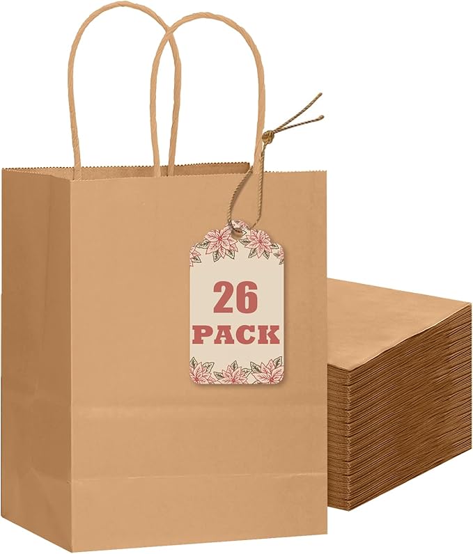 qiqee 26-Packs Brown Gift Bags by Qiqee