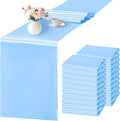 SHEJIZE 20 Pack Light Blue Satin Table Runner 12x108 Inches Long, Bright Silky by SHEJIZE