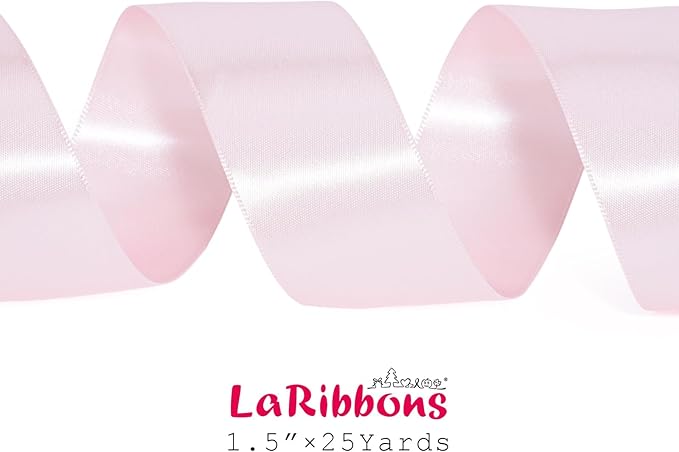 LaRibbons Pink Satin Ribbon 1 1/2 Inch 25 Yards Double Faced Light Pink Silk - Image 8