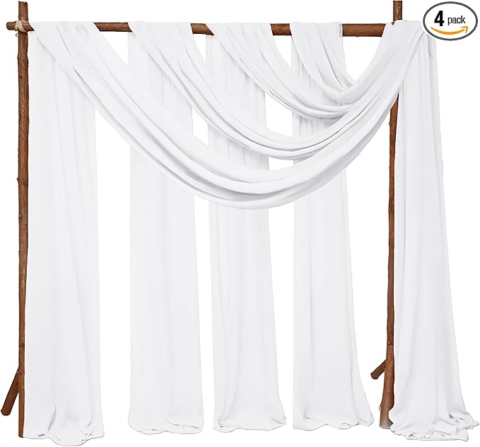 4 Panels Wedding Arch Draping Fabric 28" x 20Ft Wedding Arch Drapes Chiffon by SATULGAU