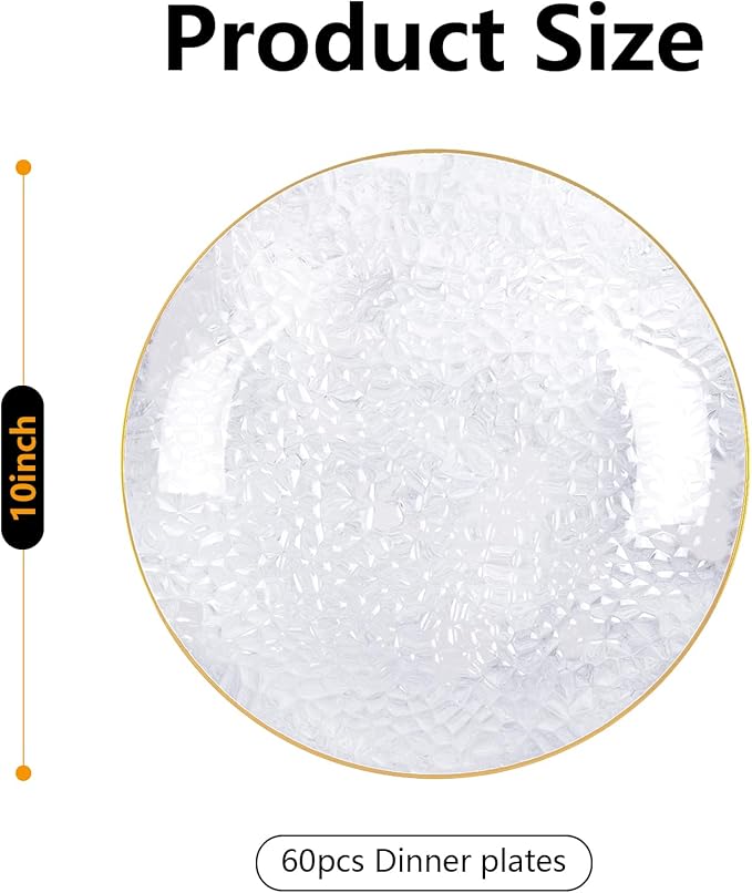 Rubtlamp 60 Pieces Gold Plastic Plates - Image 2