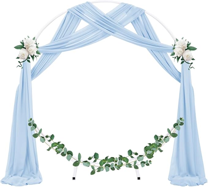 Socomi Wedding Arch Draping Fabric 2 Panels 29" x 19Ft Baby Blue Sheer Chiffon - Image 2