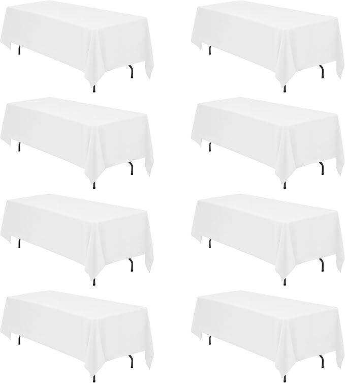 BRILLMAX 8 Pack White Tablecloths 70 x 120 Inch by BRILLMAX