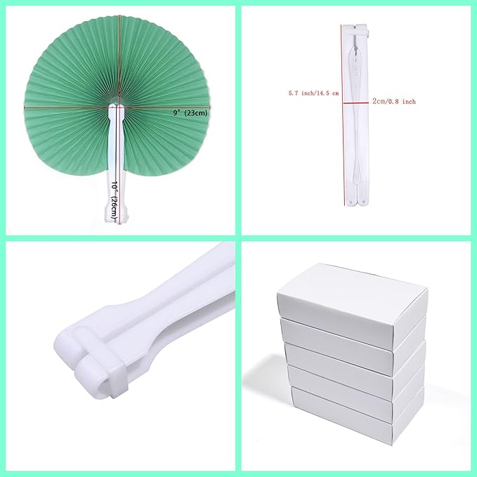 12 Packs Decorative Paper Folding Hand Fans Handheld - Image 2