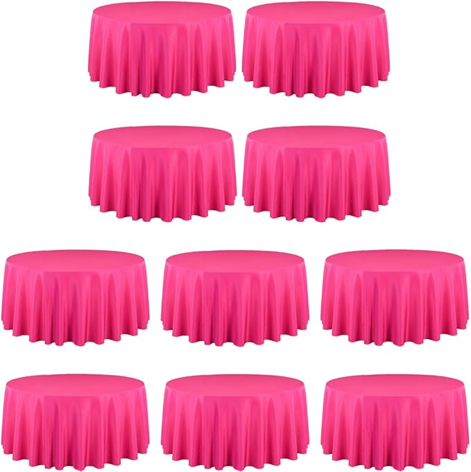 LTC LINENS 10 Pack 120 Inch Round Tablecloth Fuchsia by LTCLINENS