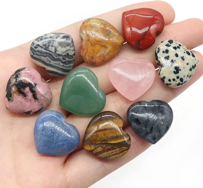 LE SKY 20 Pcs Natural Decorative Stones No Hole Heart Shape Healing Crystal - Image 3