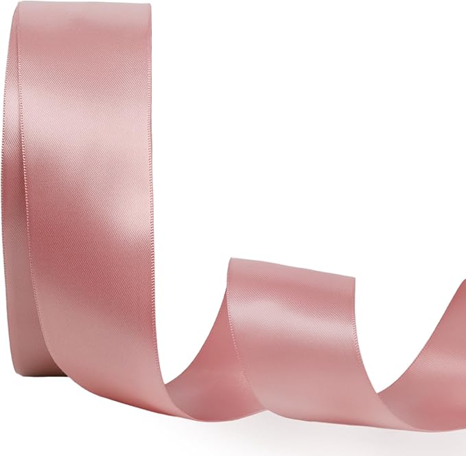 LaRibbons 1 1/2 Inch 50 Yard Double Faced Satin Ribbon, Dust Pink Satin Craft by LaRibbons