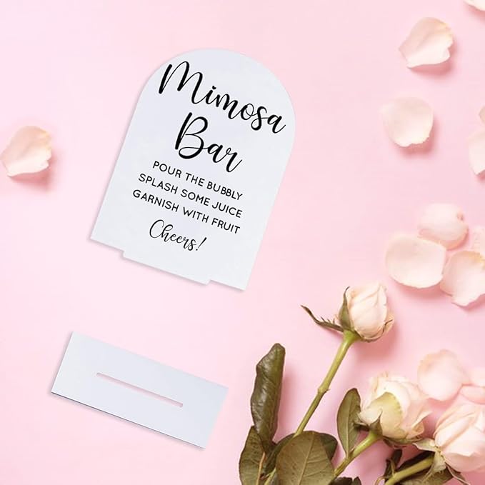 Wedding Mimosa Bar Supplies, Bridal Shower Sign White Acrylic Table Sign - Image 5