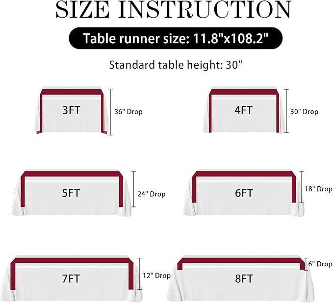 SHEJIZE 20 Pack Wine Red SatinTable Runner 12x108 Inches Long, Bright Silky - Image 9