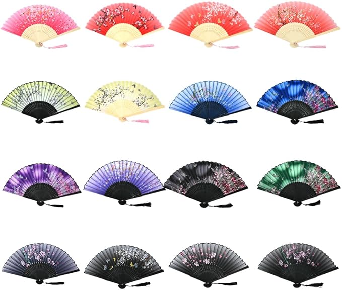 HUNANBANG 10 Pieces Oriental Bamboo Folding Hand Fans Church Wedding Gift - Image 8