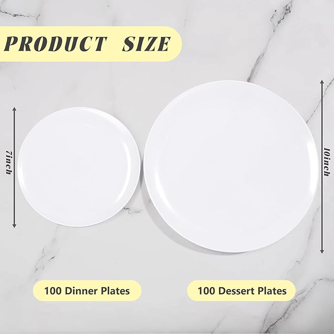 bUCLA 200PCS White Plastic Plates - Image 2