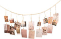 Hanging Photo Display with 18 Wood Clips, Boho Wooden Bead Wall Décor by Unknown
