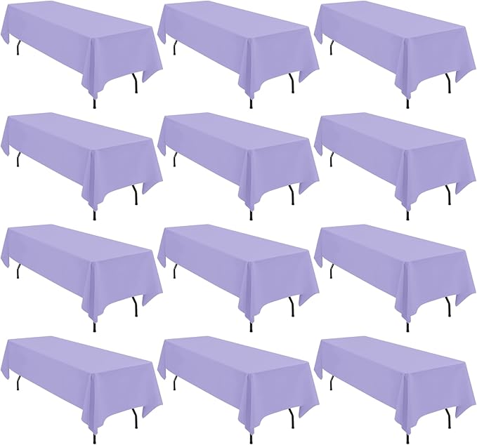 12 Pack 60 x 102 Inch Rectangle Tablecloth Lavender Polyester Tablecloth by fani