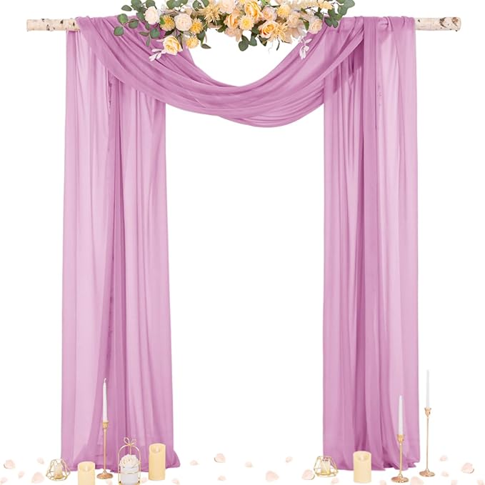 Socomi Purple Sheer Wedding Arch Draping Fabric 29" x 20Ft 4 Panels Outdoor by Socomi