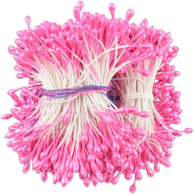 HAHIYO 700Pcs 3mm Dark Pink Pearl Double Head Flower Stamen Pistil by HAHIYO