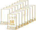 16 Pack Gold Acrylic Sign Holder, 5x7 Inch Picture Frames Wedding Double Sided by Adboros