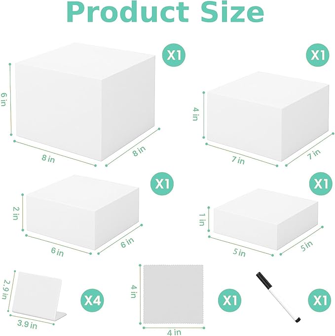 Buffet Risers 4-Pack – White Acrylic Cube Display Stands, Seamless Thick - Image 2