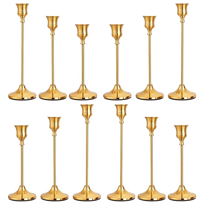 CHILL RECIPE Candlestick Holders Gold Taper Candle Holders by Unknown