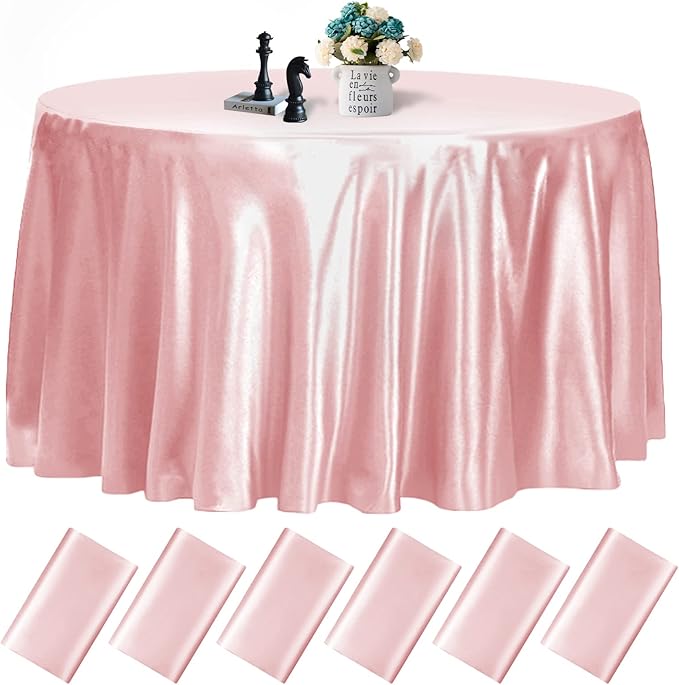 fani 6 Pack 120 Inch Rose Gold Round Tablecloth by fani