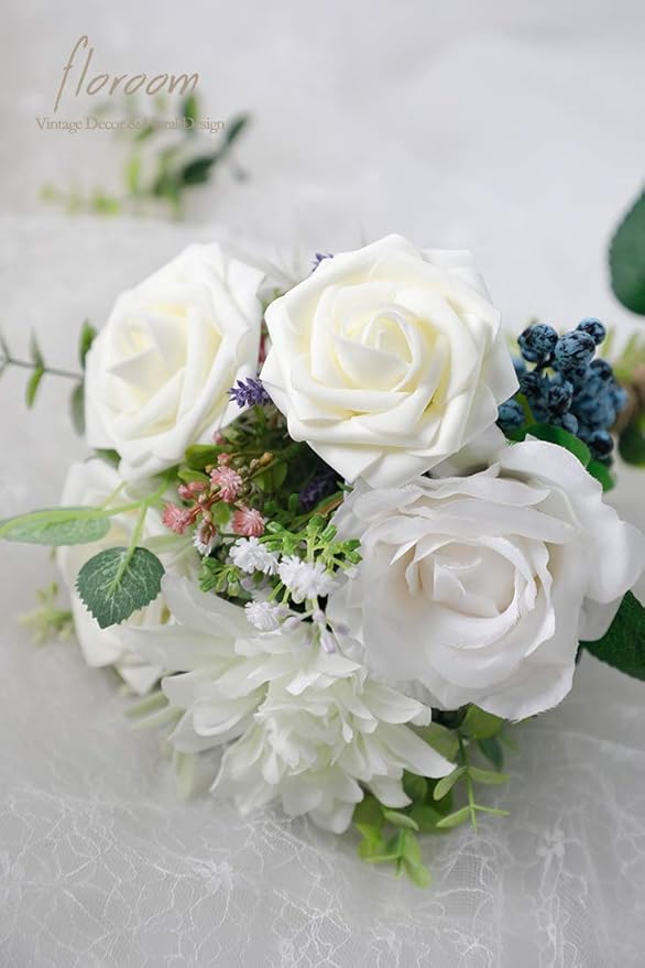 Floroom Artificial Flowers 25pcs Real Looking Ivory Foam Fake Roses - Image 3