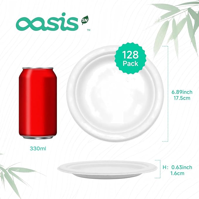  , - Compostable Paper Plates, Heavy-Duty Biodegradable - Image 2