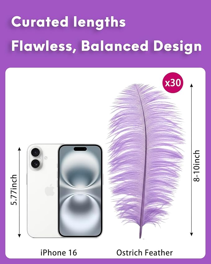 NEWONG 30pcs Light Purple Ostrich Feathers Natural Bulk 8-10in（20-25cm） Vase - Image 2