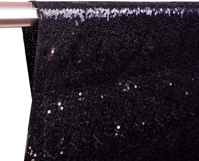 Poise3EHome 7Ft x 7Ft Black Sequin Backdrop, Glitter Thick Satin Sequin - Image 7