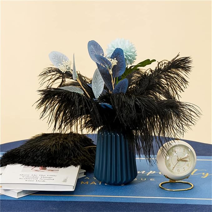 NEWONG 30pcs Black Ostrich Feathers Natural Bulk 9-12inch Vase Craft Wedding - Image 7