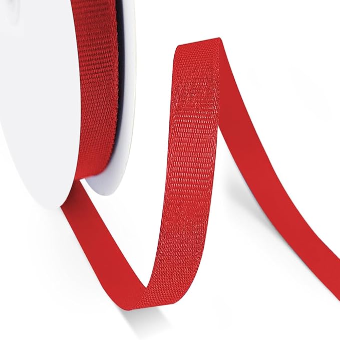 3/8" X 50 Yards Red Grosgrain Ribbon, Premium Grosgrain Ribbon - Image 3