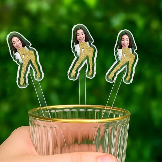 Custom 50 Pcs Double-Sided Wedding Stir Stick, Personalized Bride Face Dancers - Image 2