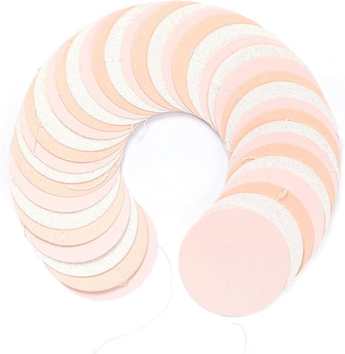 Peach-Pink White Party-Decorations Paper Garland - 52ft Princess Birthday - Image 6