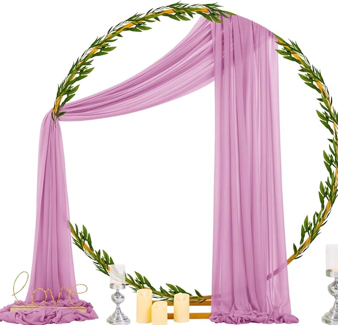 Socomi Purple Sheer Wedding Arch Draping Fabric 29" x 20Ft 4 Panels Outdoor - Image 3