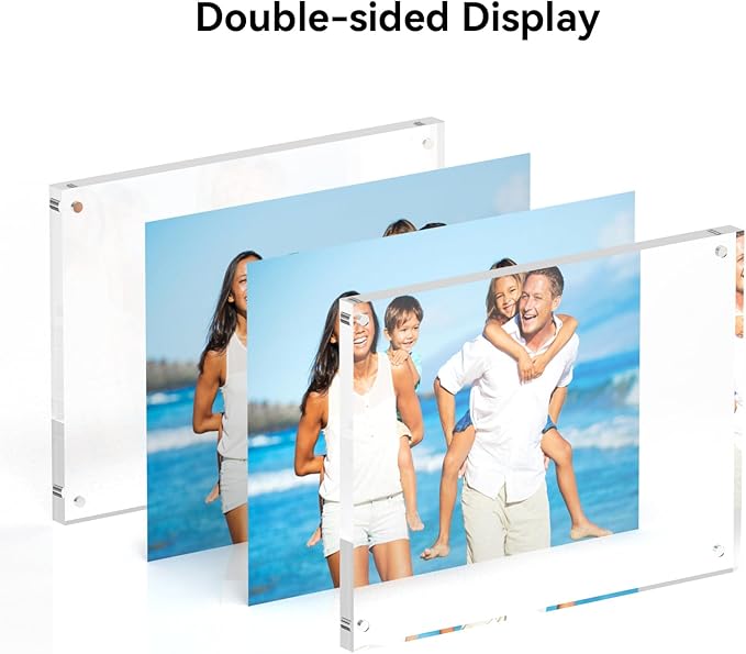 6x8 Acrylic Picture Frames, 20mm Thick Clear Frameless Magnetic Photo Frames - Image 4