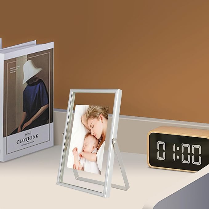 Silver Floating Frame, For Picture 3.5x5, Mini Desktop Photo Frame, Classy Gift - Image 7