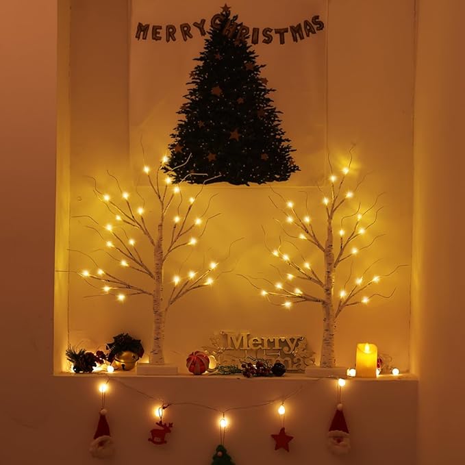 2FT Lighted Birch Tree, Christmas Decorations - Image 3