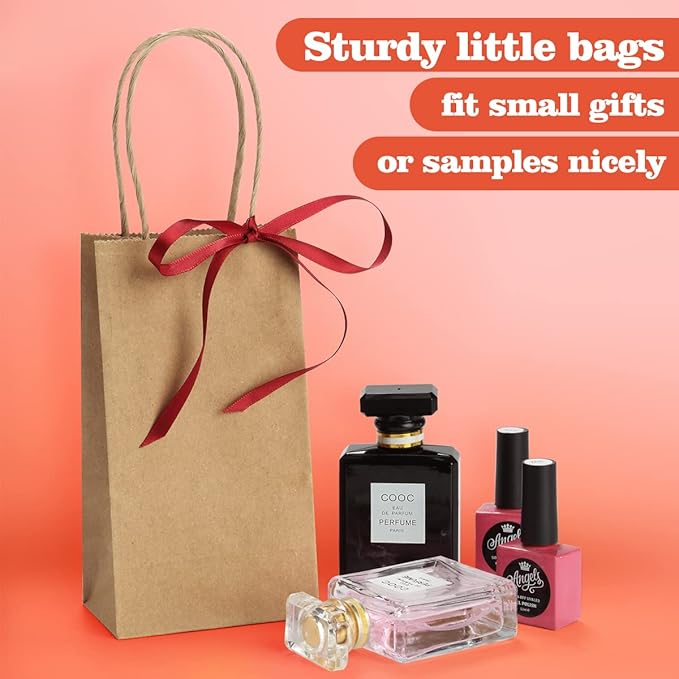 BagDream 50 Pack 3.5x2.4x6.7 Inches Small Kraft Paper Gift Bags - Image 5