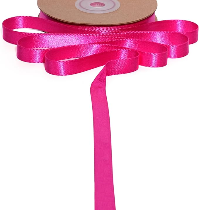 LaRibbons Hot Pink Satin Ribbon 3/8 Inch 25 Yards Luxury Double Faced Hot Pink - Image 8