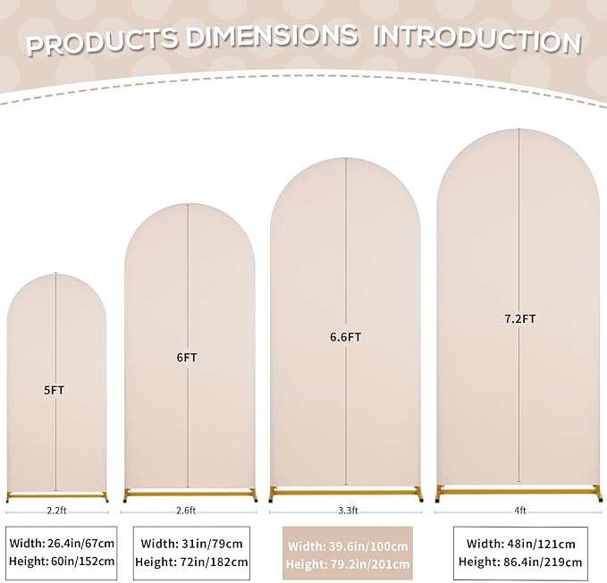 SoarDream Beige Wedding Arch Backdrop Cover 6.6FT Spandex Fitted Beige Wedding - Image 5