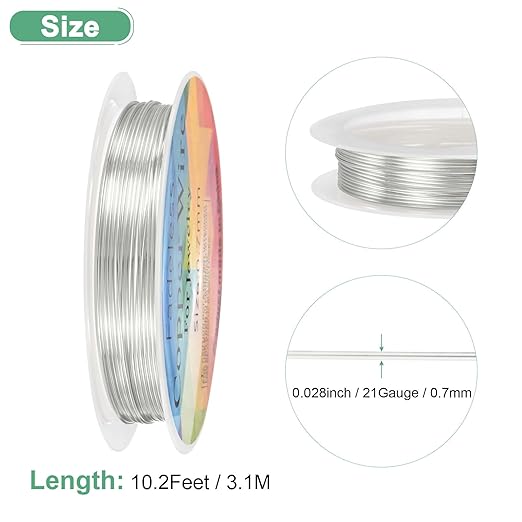 0.7 mm/21 Gauge Copper Wire for Jewelry Making, 10.2FT Copper Beading Craft - Image 3