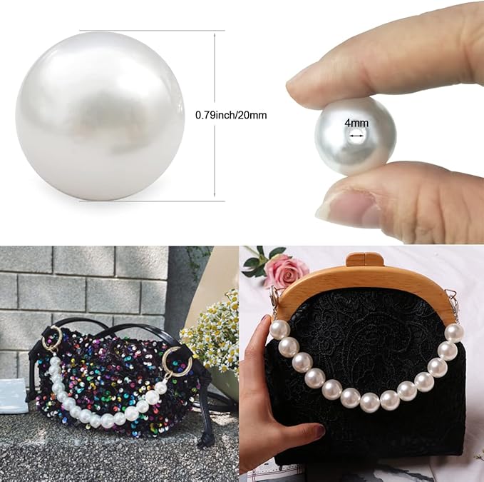 100Pcs 20mm White Round ABS Faux Pearl Beads - Image 2
